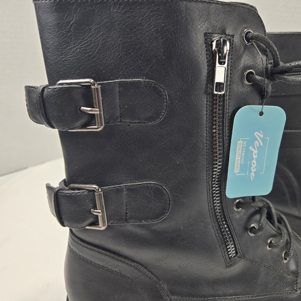 Women's Mid-calf Combat Military Boots w/Card Knife Wallet Zipper Pocket Size 11 - Picture 9 of 13